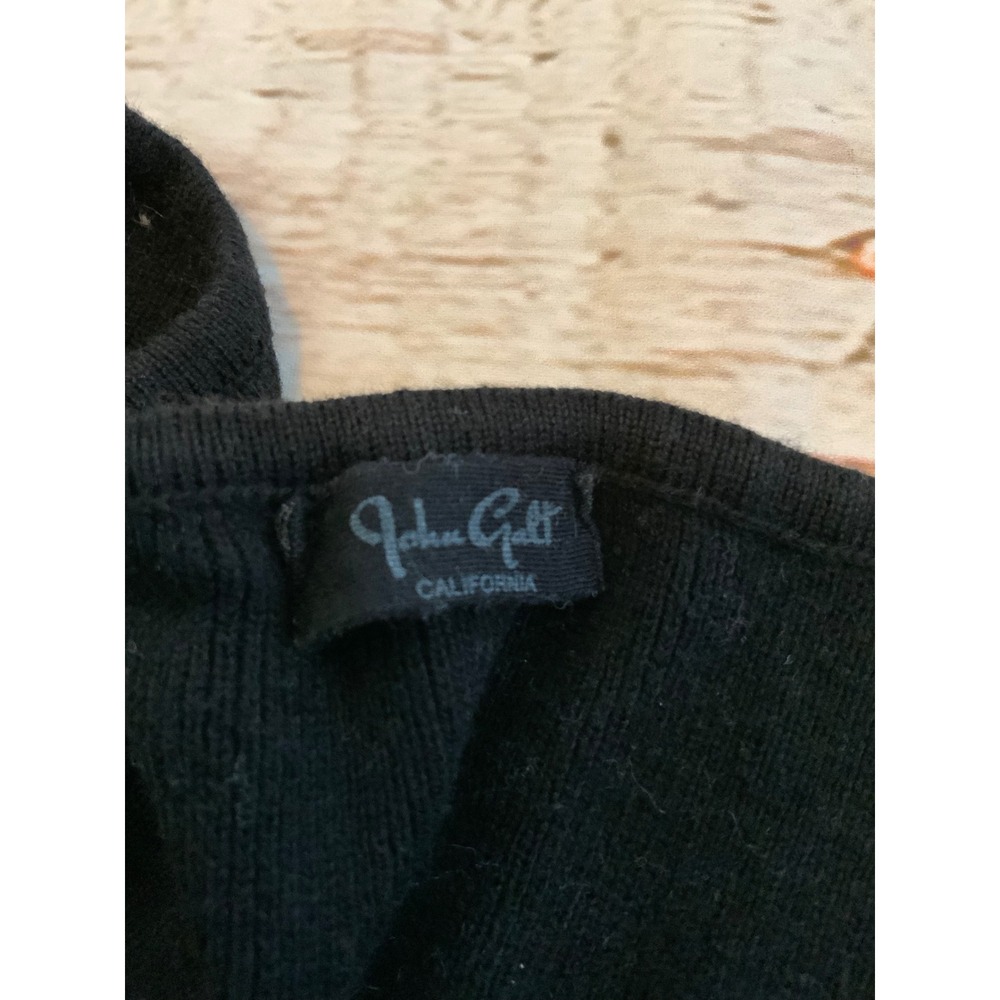 John Galt Brandy Melville Black Cropped Cardigan Sweater Cotton Y2K One Size - Picture 2 of 3